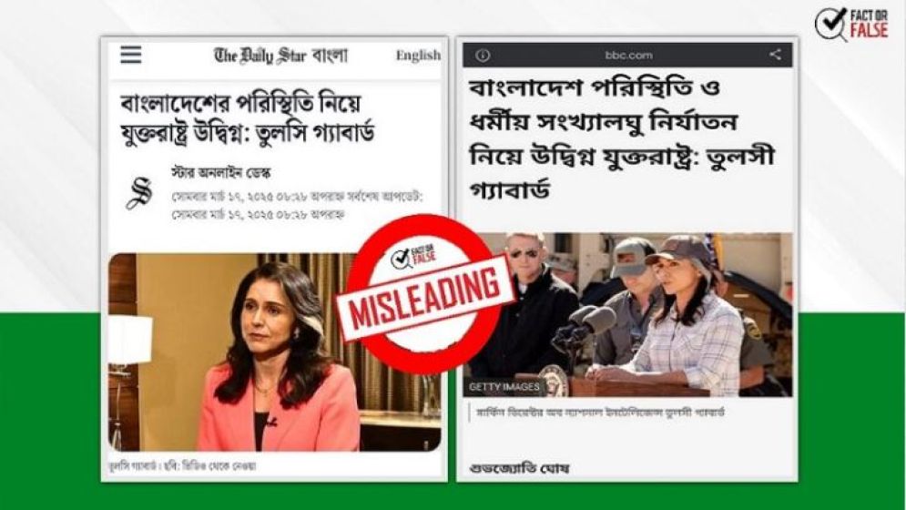 তুলসি গ্যাবার্ডের বক্তব্য নিয়ে যেভাবে বিভ্রান্তি ছড়ালো দেশের সংবাদমাধ্যম